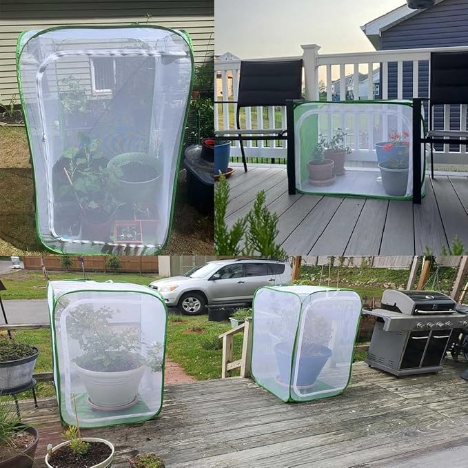 36" Garden Mesh Plant Enclosure Cover, Pop-up Garden Mesh Plant Cover for Pests, Bird and Pest Protection Guard for Fruit, Vegetables, Flowers and Herbs(1Pcs 24x24x36in Having Bottom)