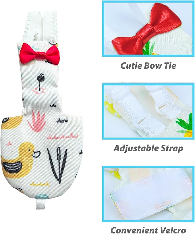 UKJENT Bird Diaper Protective Parrot Nappy - 4 Pack, Reusable Flight Suit with Waterproof Inner Layer, Washable Cute Urine Wet Suit for Cockatiel Monk Parakeet Sun Parakeet Lory(S)
