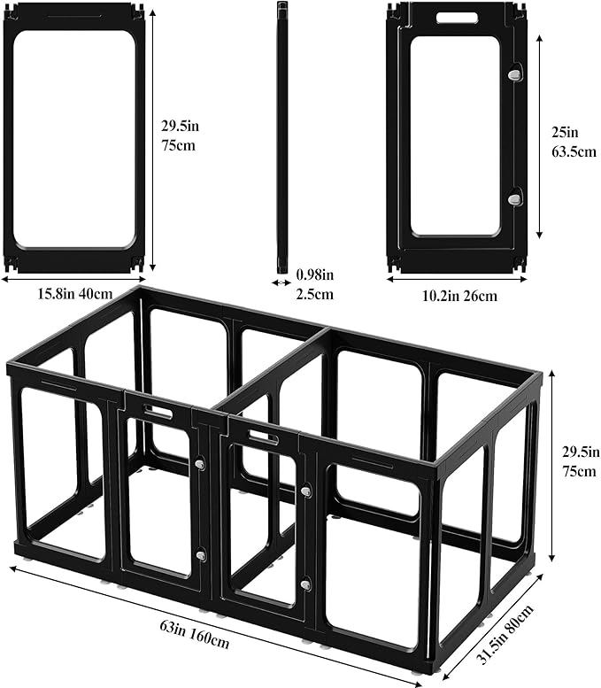 Clear Acrylic Dog Playpen with Door, for Puppy Cat Rabbit Transparent Pet Pen, Dog Playpen Indoor, Dog Fence, Easy Assemble & Cleaning Dog Pen for Small & Medium Dogs