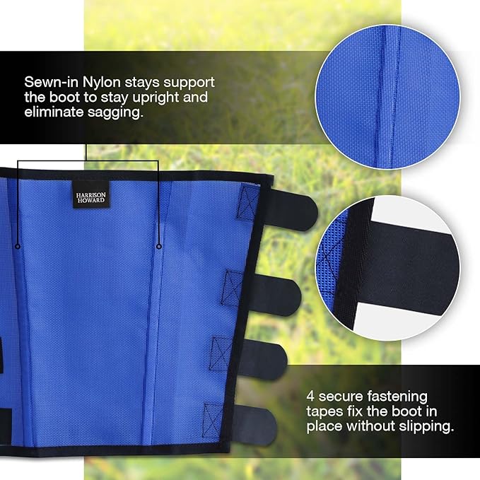 Harrison Howard Loose-Fitting Horse Fly Leggings Breathable, Tear-Resistant Fine Mesh Leg Guards Stay-on Comfortable Fly Boots (Set of 4) Blue Medium