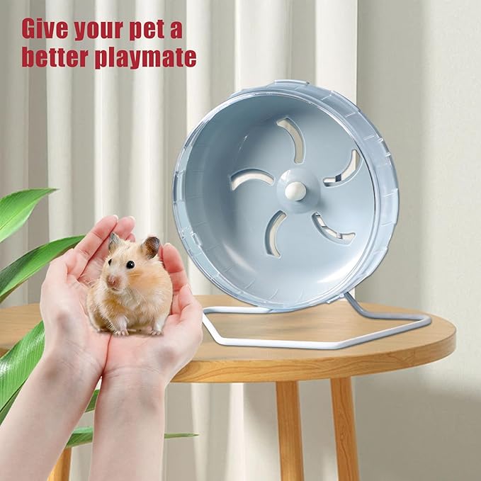 Hamster Wheel Silent, 8.3 Inch Large Gerbil Hedgehog Wheel, Adjustable Stand Quiet Spinner Syrian Hamster Running Wheels for Chinchilla Dwarf Pet Small Animals Cage Exercise, Green