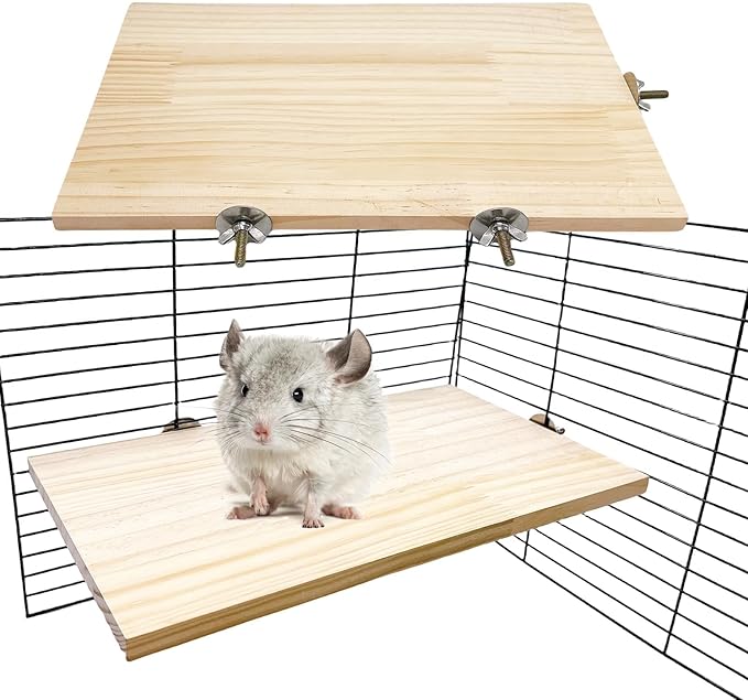 2PCS Chinchilla Wooden Platform Ledge 13 × 8 ’’ Large Bird Perch Stand Shelf Platform for Ferret Bunny Guinea Pig Conure Hamster Parrot Macaw Cockatiel