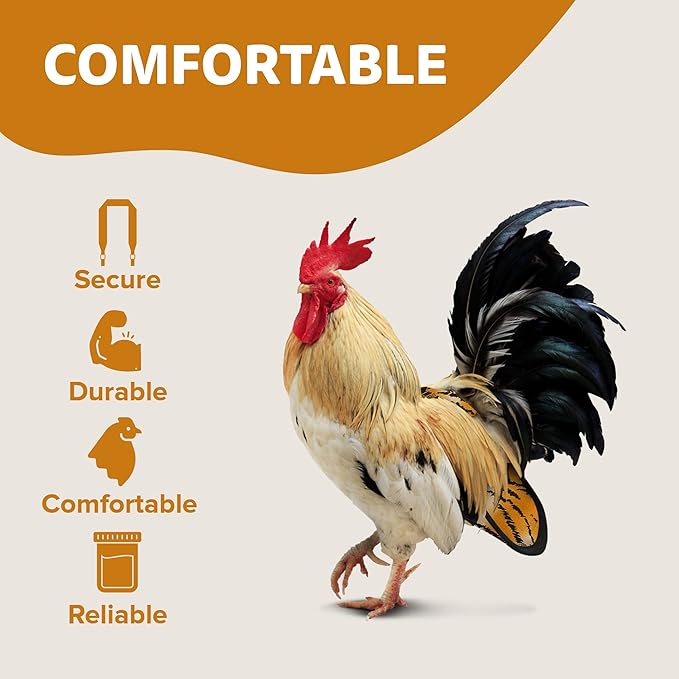 Hen Holster Bird Diaper, Wrap Around - for Hens, Roosters, Ducks, Leak-Proof Design, Comfortable Fleece Strap Bird Harness with Sewn-in Liner, Secure Hook and Loop Closure - XL, Tiger