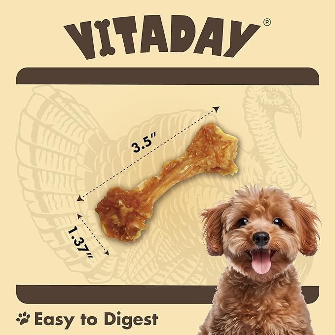 Turkey Tendons for Dogs, All Natural, Healthy Dog Treats, Long Lasting, Hypoallergenic Dog Chews, Rawhide Free, USA-Sourced, for Small Dogs, Bone (S), 4 Count Pack