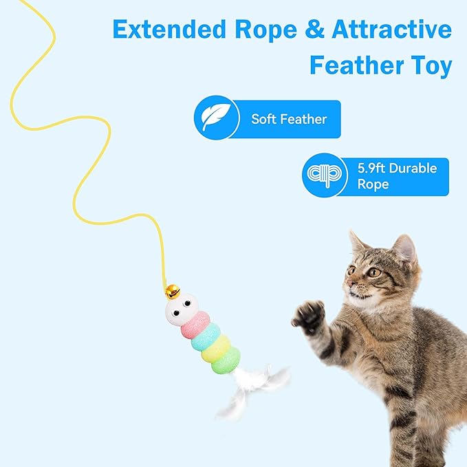 Automatic Cat Toy Interactive String Feather Toy USB-C Rechargeable