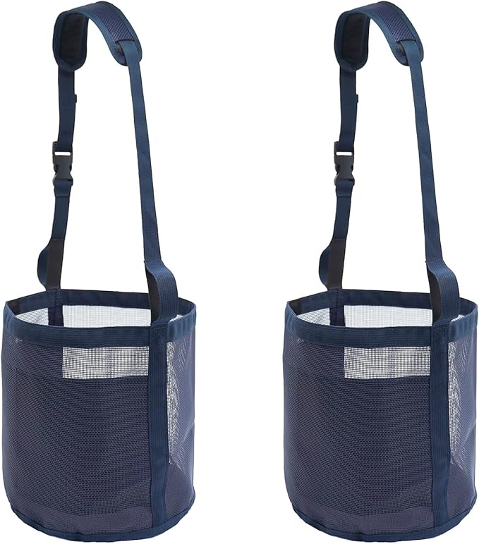 Horse Feed Bag for Grain - Heavy Duty Mesh Horse Feeder with Adjustable Strap,Comfort Neck Pad,Nose Pad Horse Muzzle Feed Bag(Medium,2PCSblue)