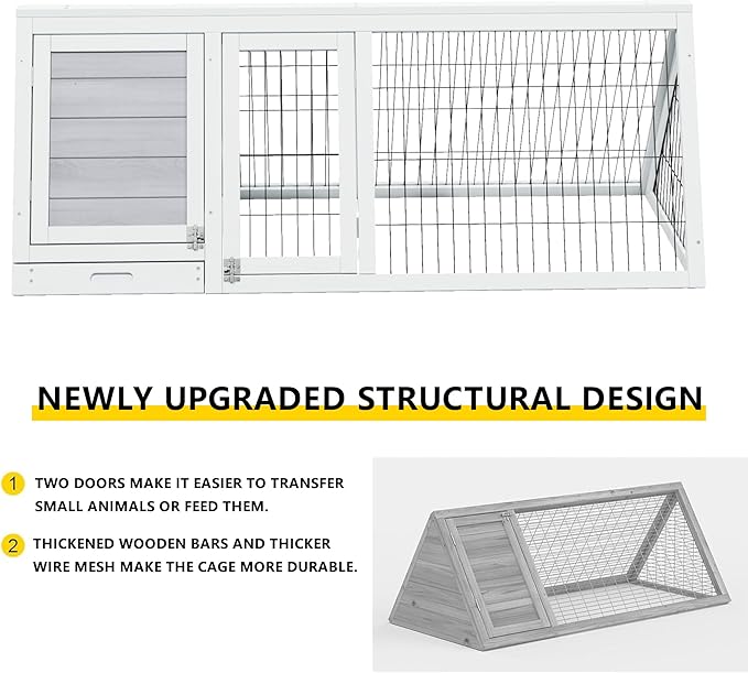 Chicken Coop for 2 Chickens Small Rabbit Hutch Quail Coop Wooden Bunny Cages Outdoor Chicken Comes with Tray (Wood) - TenaoVilleux