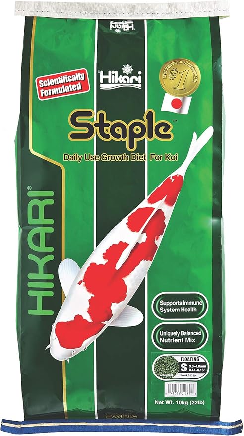 Hikari Staple Fish Food for Koi and Other Pond Fishes, Mini Pellets, 22 lb. (10 kg)