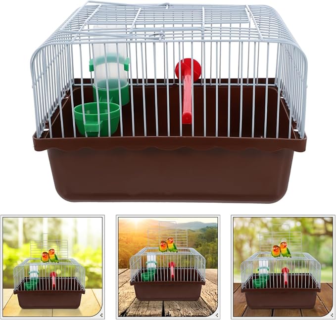 Bird Carrier Travel Cage Parrot Carrying Cage for Birds and Small Animals（Coffee）