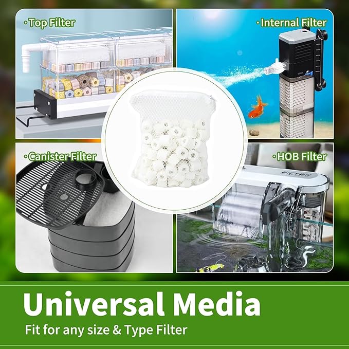 AQUANEAT Bio Ceramic Rings 6 lbs Aquarium Sump Filter Media Fish Tank Koi Pond Canister Filter Media in 6 Free Mesh Bags