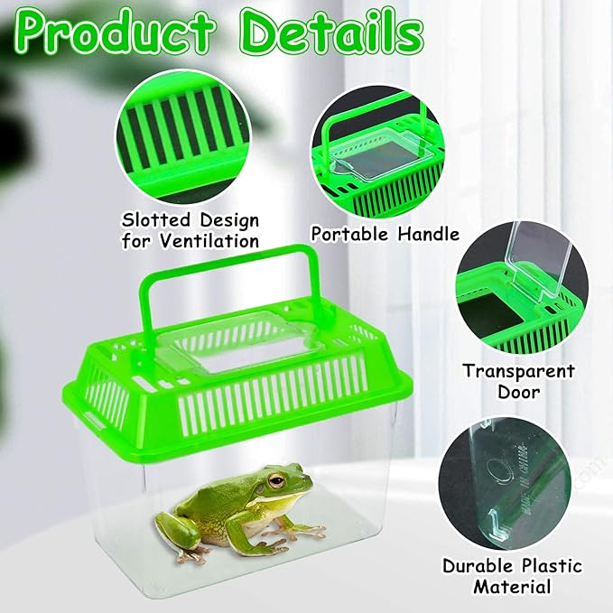 20 Pack Plastic Fish Tank with Handle, Small Reptile Terrariums Carrier Cage, Tarantula Enclosure Snake Breeding Case, Mini Fish Box for Pets (5.9" x 3.5" x 4.3")