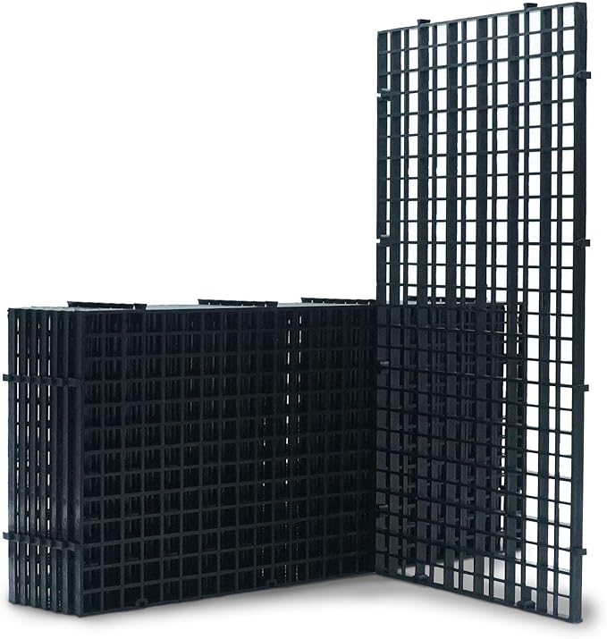LINLAN 8 Pieces 5.9x11.8in (15X30cm) Aquarium Grid Plastic, Fish Tank Divider, Egg Crate for DIY Filtration and Bottom Protection in Aquascaping (Black-No Accessories)