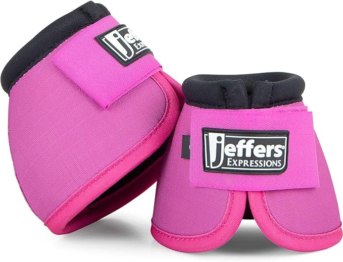 Jeffers Expression No Turn Bell Boots for Horses - Purple & Pink, Large | Shock Absorbing Hoof Protection | Secure Double Hook & Loop Closure, Perfect for Turnout, Training, & Riding - 1 Pair