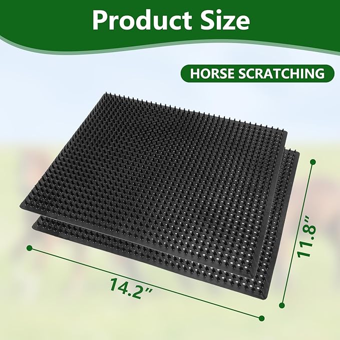 Horse Scratching Post Pad Goat Playground Toys for Horses and Goats to Play with Livestock Scratching Brush for Small Farm Animal Goat Sheep Cow Pig-2 Pack (14.2" x11.8")
