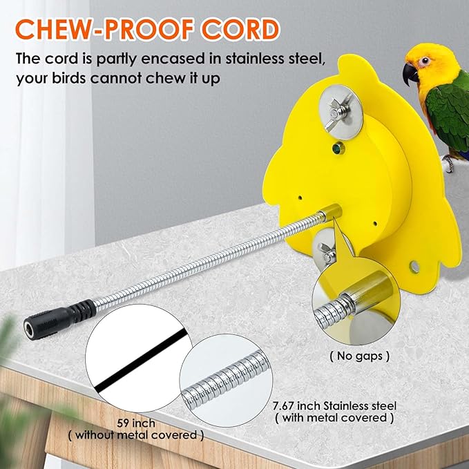 Bird Cage Heater for Cockatiels Parrots Conure Finches Parakeets Heater Snuggle Up Bird Warmer 12V 18W, Size 5.3" x 4.7"