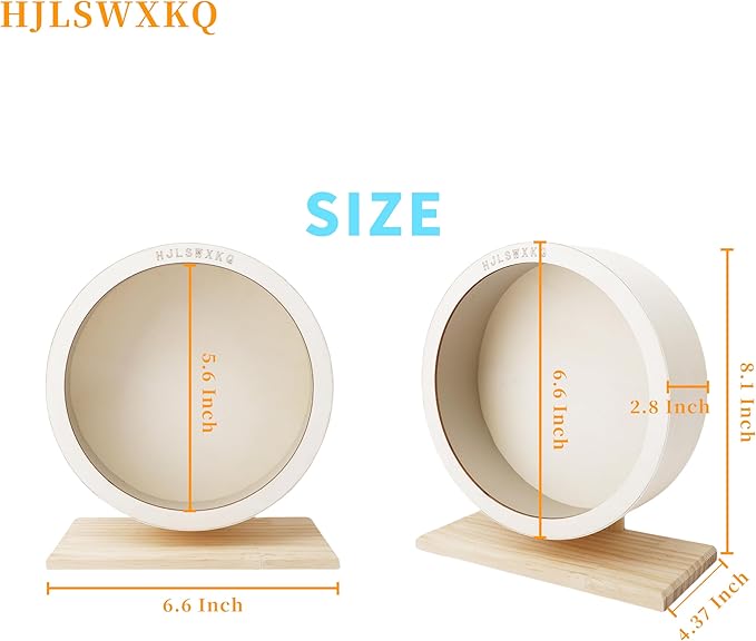 6.6in Hamster Silent Exercise Wheel – Wooden Hamster Wheel with Removable Washable Track, Quiet Wheel for Gerbils, Mice, Small Pets – Prevents Boredom Depression (6.6in)