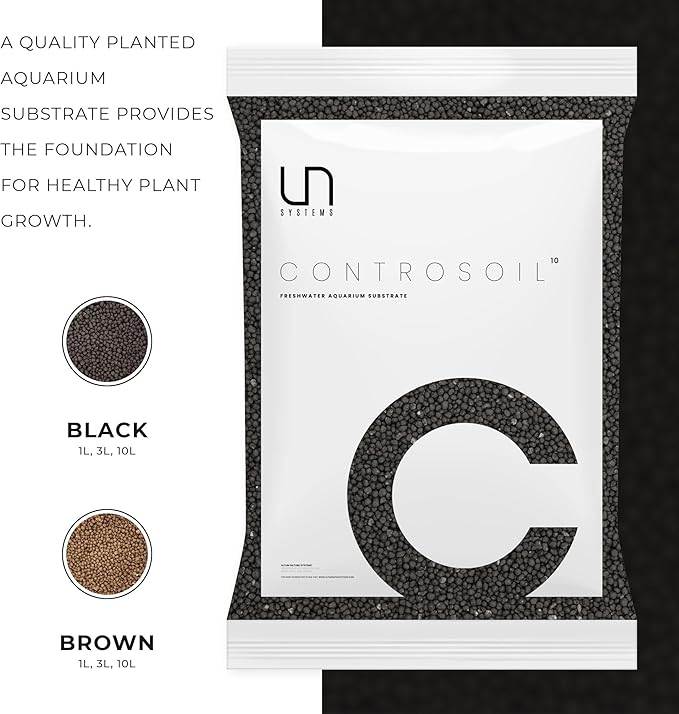 Ultum Nature Systems Controsoil - Freshwater Aqua Soil Substrate for Fish, Shrimp, Live Plant Propagation and Aquascaping - 6.8pH Low Ammonia, Volcanic Ash - Black, Normal (10 Liter | 20LB)