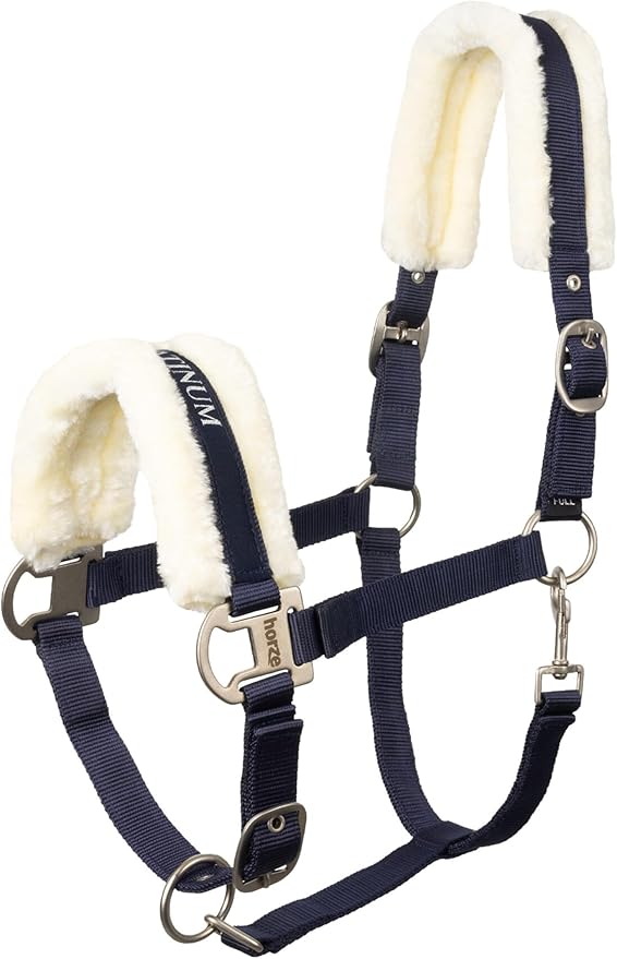 HORZE Howard Soft Fleece Padded Adjustable Polyester Horse Halter - Peacoat Dark Blue - Pony