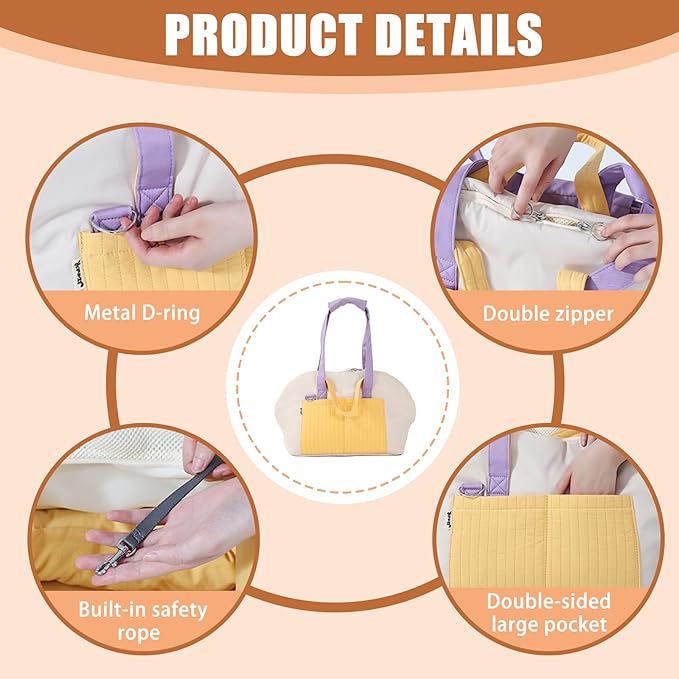 Small Dog Carrier Purse, Soft Fluffy Pet Carrier Tote Cat Carrier with Secure Harness Clip and Removable Pad, Woman Style Pet Travel Handbag（Green）
