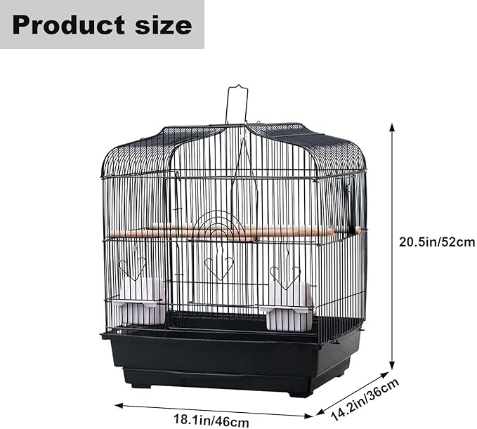 GarveeHome Small Bird Cage with Wheels, Parakeet Cage, Bird Carrier for Parakeets, Canaries, Lovebirds, Small Quaker, Cockatiels, Budgie, Green Cheek (20in White)