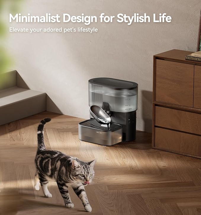 Wireless Cat Water Fountain No Filters, Wastewater Separation, FEELNEEDY Stainless Steel Bowl, 3.5L Pet Water Fountain for Cats & Dogs Dispenser, Black