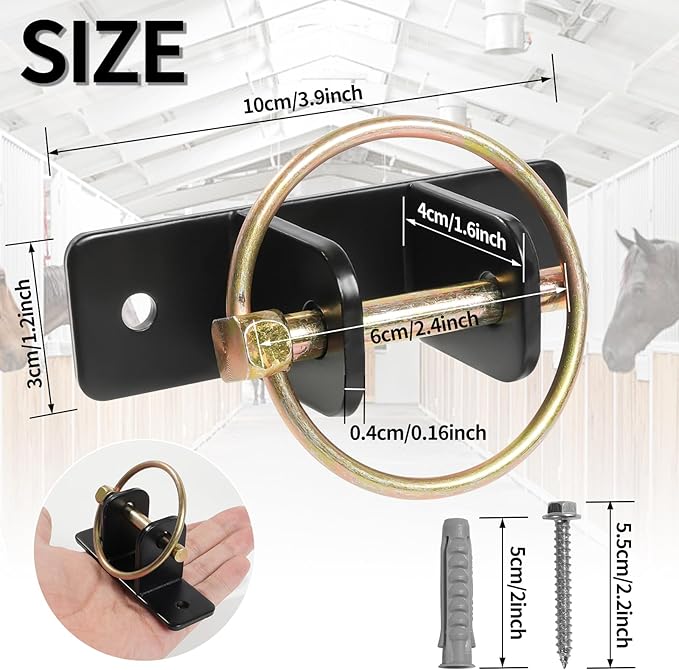 4 PCS Water Bucket Hooks with Quick Release Pin, Heavy Duty Wall Mounted Horse Feed Hooks Holder for Horse Stall/Stable Pet Animals Supplies