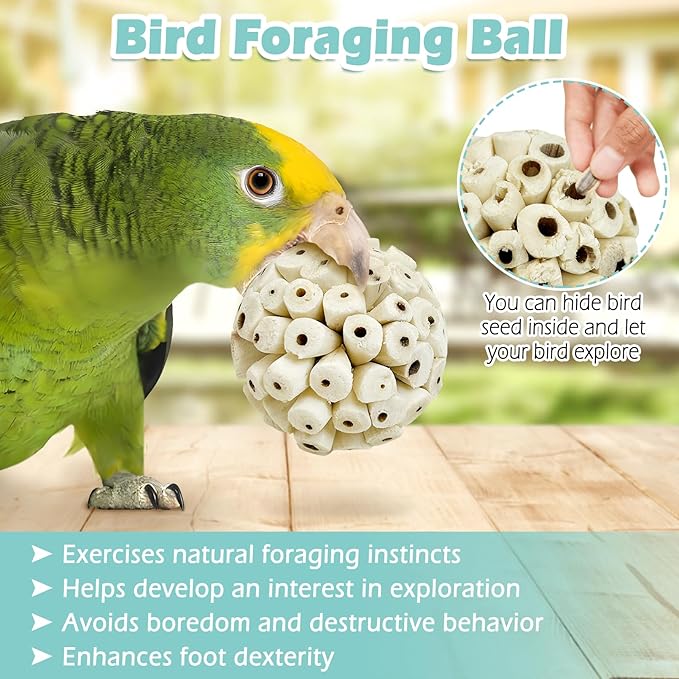 PINVNBY 6 Pack Small Sola Balls Bird Toys Soft & Chewable Bird Chew Ball Natural Sola Plant Lightweight Shred Toy for Parakeet Cockatiel Lovebird Budgie and Similar Sizes Pets