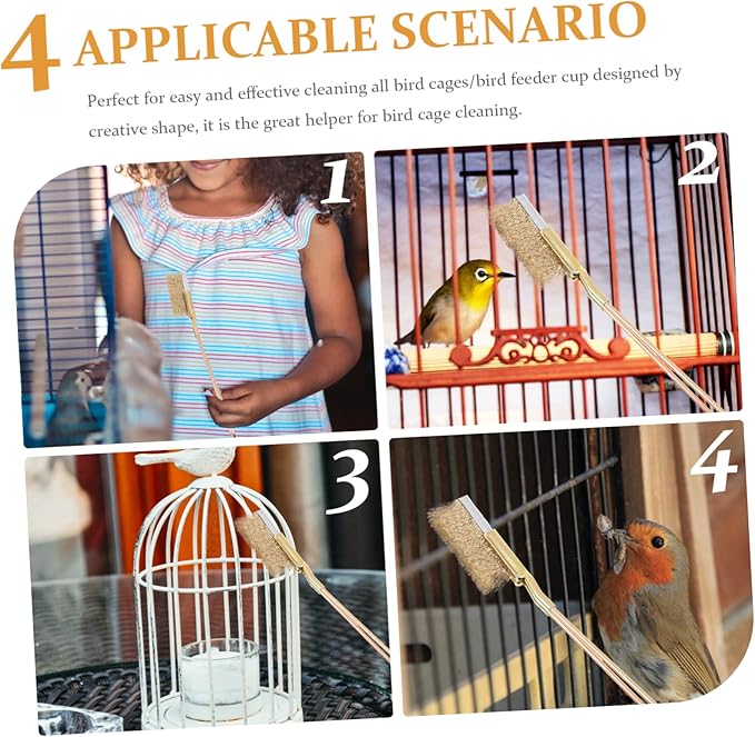 GANAZONO 1set Handle Bird Cage Brush for Easy Cleaning Wire Brush Extra Handle for Cage Maintenance and Effortless Bird Dropping Removal
