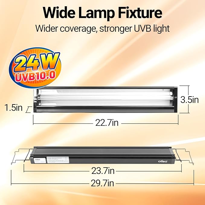 Oiibo T5 HO Reptile Light Fixture UVB Lighting Combo Kit, Reptiles Terrarium Lamp Hood Light Fixture Include UVB 10.0 Desert Reptile Light for Bearded Dragon Gecko Lizard (24W)