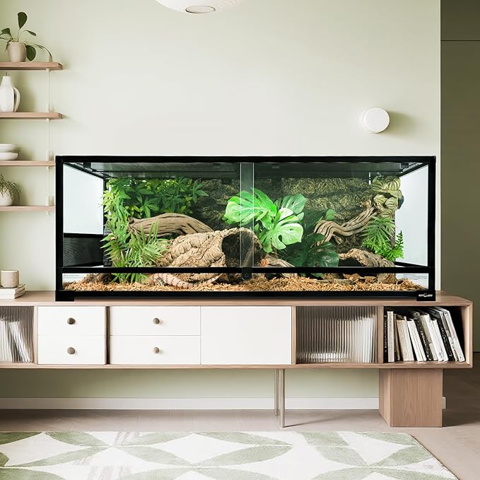 REPTI ZOO 48''x24''x18'' Glass Reptile Terrarium, Front Opening Snake Tank with Double Hinge Door, Reptile Enclosure with Top Screen Ventilation 85 Gallon