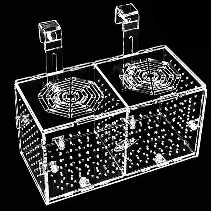 Hamiledyi Acrylic Breeding Isolation Box - Transparent Aquarium Hatchery for Guppy/Shrimp/Small Fish, Safe Nursery Tank with Air Tube & Suction Cups(7.8" × 3.9" × 3.9")
