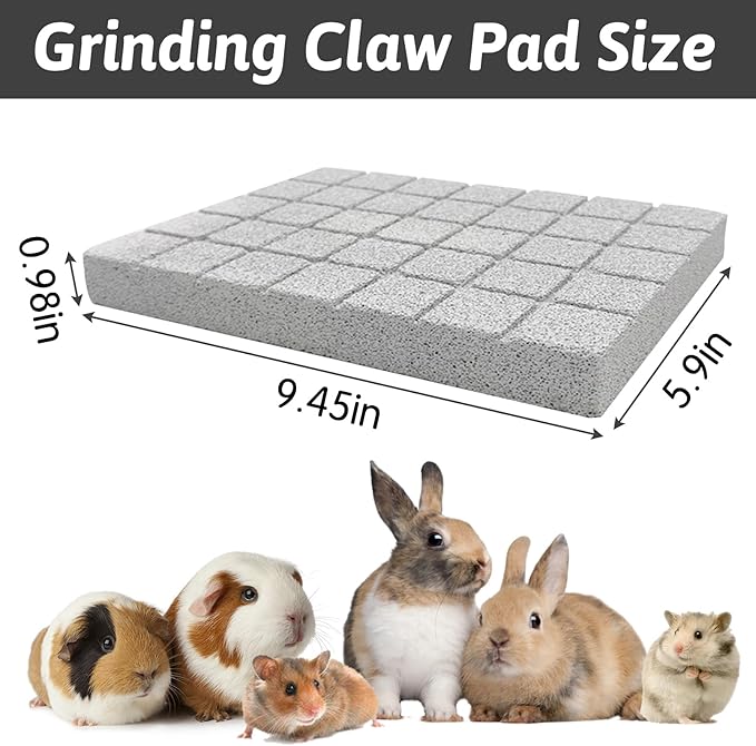 Hamiledyi Rabbit Scratch Foot Pads - 4 PCS Natural Small Animal Lava Stone Teeth Grinding & Scratching Pad for Rabbit, Guinea Pig, Rat, Gerbil, Chinchilla, Hedgehog