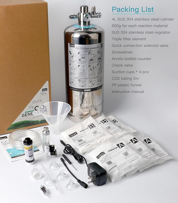 4L Aquarium CO2 Generator Complete kit with 600g +600g raw Materials,G802S
