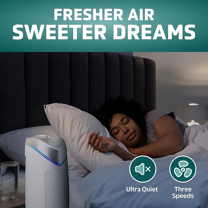 GermGuardian Air Purifier with HEPA 13 Filter, Removes 99.97% of Pollutants, Covers 743 Sq. Foot Room in 1 Hour, UV-C Light Helps Reduce Germs, 22 Inch, 2-Pack, White, AC4825W2PK