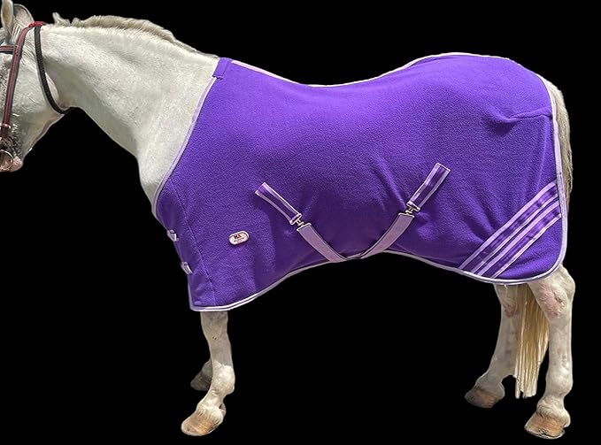 Majestic Ally Anti Pill Fleece Horse Blanket/Sheet with Silver Braided Rope (Purple, 76)