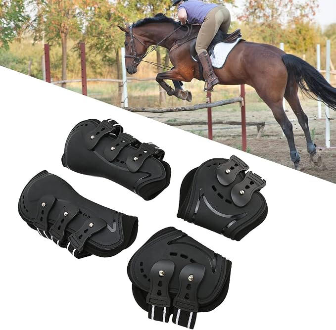 Horse Leg Protector Shock Absorption Breathable Open Front Tendon Boots for Jumping Show Riding (Medium)