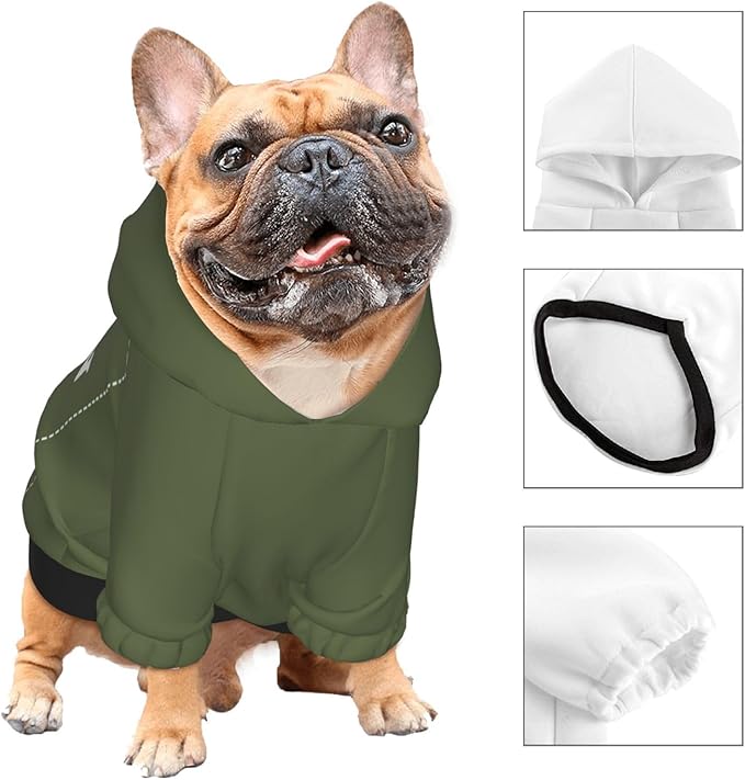 Personalized Dog Hoodie, Custom Dog Costumes for Small Dogs, Holiday Happy Dog Clothes Football Pet Shirt Sweater with Name Number for Girl/Boy Cats/Kitten, SageGreen, XXS