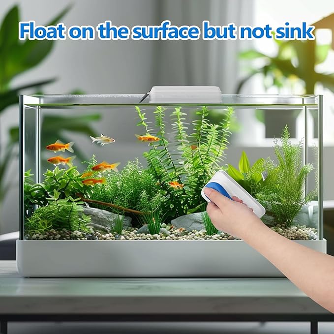 AQQA Aquarium Magnet Glass Cleaner,Dolphin Series-Fish Tank Algae Scraper Brush Cleaner for Glass or Acrylic,2 Detachable Blades Floating Cleaning Tool for 1/8"-1/4" Thickness