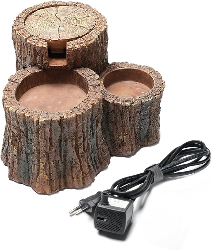 550ML Reptile Water Fountain with Food Dish – Terrarium Drinking Fountain for Bearded Dragon, Gecko, Chameleon, Lizard, Tree Frog & Turtle – Keeps Water Clear, Easy-to-Use Water Dispenser