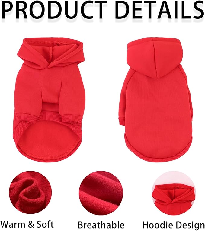 Custom Dog Hoodie, Personalized Sweatshirt with Photo Text Name Logo, Customized Hooded Sweater for Small Medium Large Dogs & Cats (Red, X-Large)