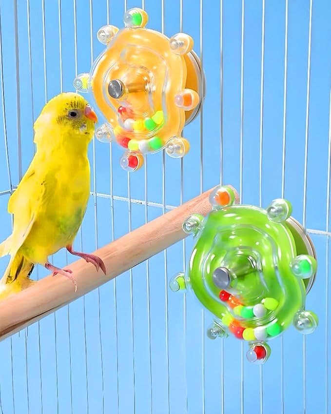 Bird Toys, 2PCS Upgraded Conure Toys Parrot Rotating Toy Parakeet Spinning Toys Bird Rattle Toys Bird Cage Accessories for Small to Medium Birds