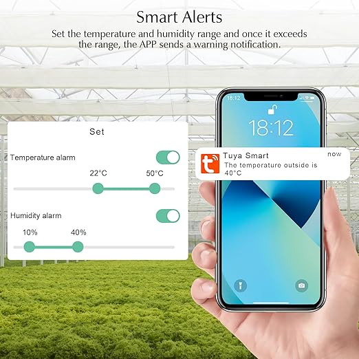 Room Thermometer Indoor, WiFi Humidity Meter with Smart Alert, Data Storage and Calibration, Temperature and Humidity Monitor for Baby Room, Greenhouse, White 1 Pack with Screen