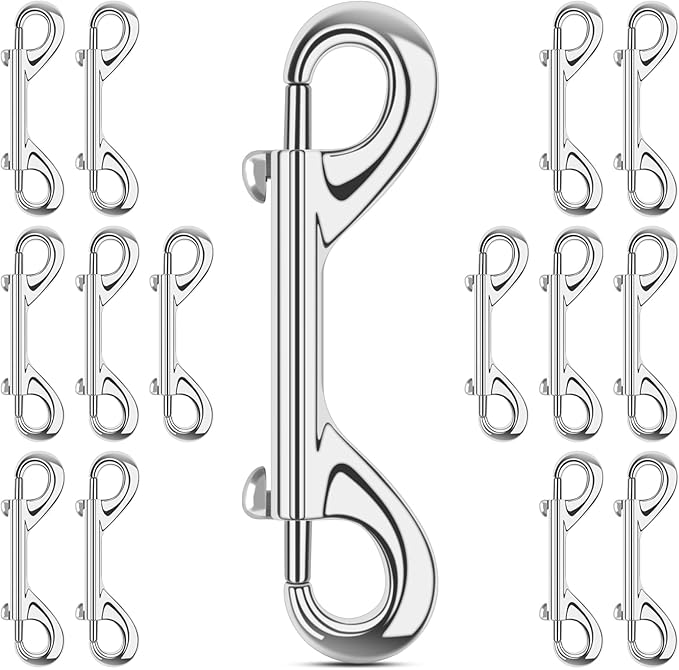 ERKOON 15 Pack Heavy Duty Snap Hooks Double Sided Clips for Hanging Horse Tack Sling Feed Buckets Dog Leash Collar Key Chain Zinc Alloy Metal Snaps Clip(3-1/2 Inch)