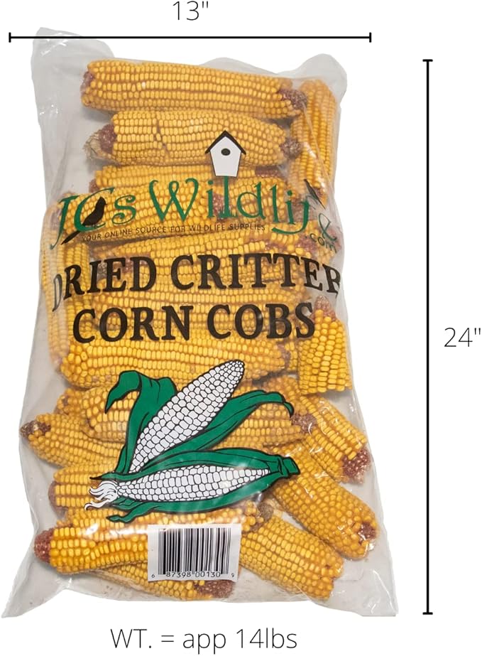 JCs Wildlife Dried Squirrel Corn Bag - Each Bag Weighs About 14 lbs - Great for Squirrels, Chipmunks, Deer and Other Backyard Critters - Grown in Indiana - Approximately 42 lbs of Corn