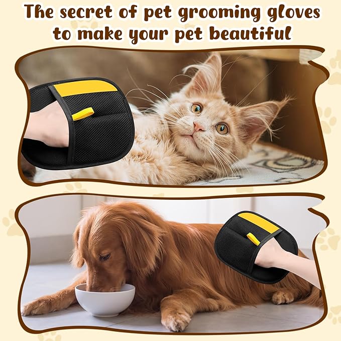 Pet Hair Removal Gloves, Pet Hair Remover Electrostatic Gloves for Cats & Dogs, Washable and Reusable Cat Hair Remover for Cat Beds, Bed Sheets, Sofas, Clothes, Carpets, Curtains (2pcs)