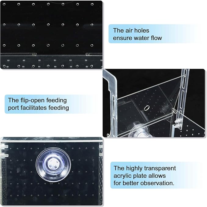 Fish Breeder Box for Fish Tank, Acrylic Fish Tank Divider, Easy to Install, 5.91"x3.94"x3.94", Clear, 1 Set