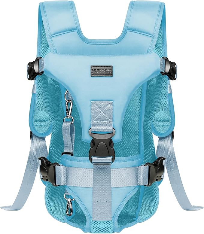 Pet Dog Front Carrier Backpacks, Legs Out Secure-Fit Dog Front Carrier for Small Dogs Up to 17 lbs, Adjustable Hands Free Pet Chest Carrier for Hiking Cycling (S, Blue)