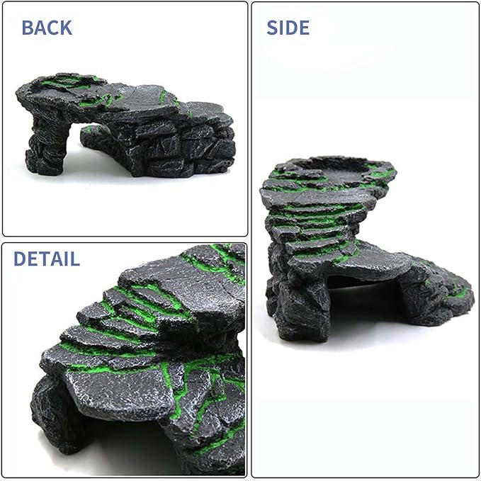 Turtle Basking Platform Turtle Tank Decoration for Aquariums & Terrarium, Turtle, Lizard, Reptile Habitat Hideout (Black)