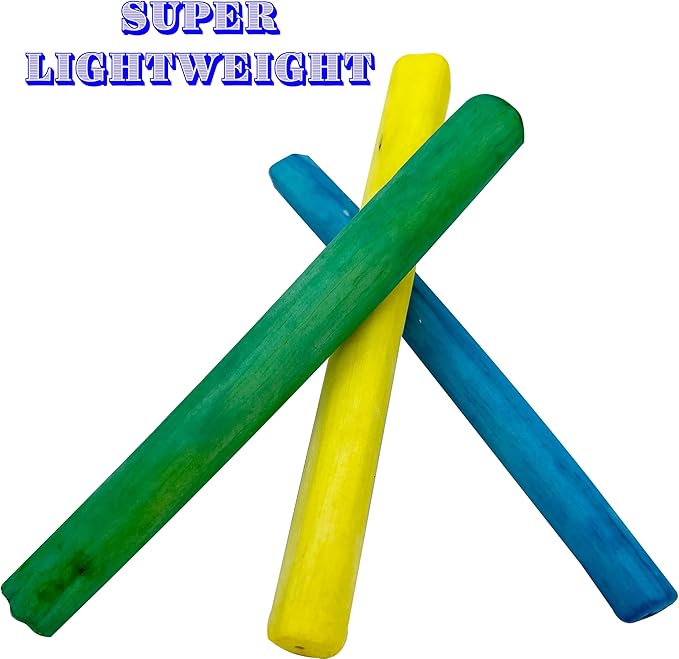 by M&M 5517 Skinny Rainbow Sola Logs Pk12 - Handcut Lightweight Sola Wood Foot Toys, Skinny Cut Wood Logs, Bright Assorted Colors, Great Foraging Fun for Small to Med Size Pets