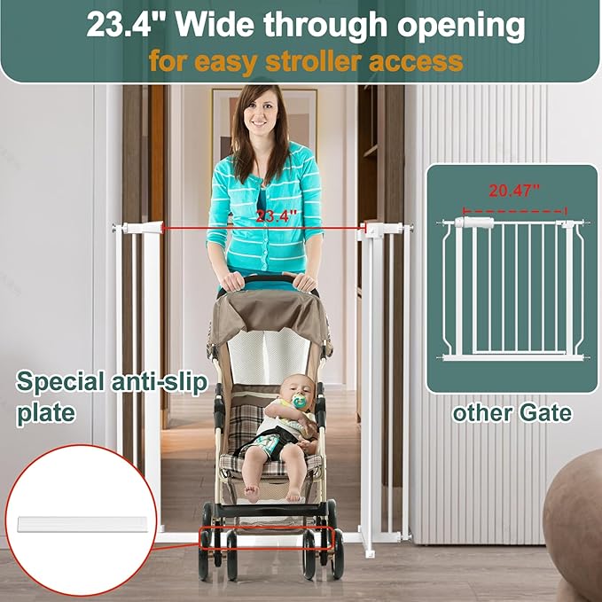 40.55" Tall, 30.11-34.05 Inch Wide, 1.37" Ultra Narrow Spacing Dog Pet Baby Gate Indoor for Doorway Hallway, Pressure Mounted 31 32 33 34 Inches Wide